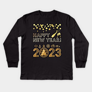 Celebration Happy New Year !!! 2023 Kids Long Sleeve T-Shirt